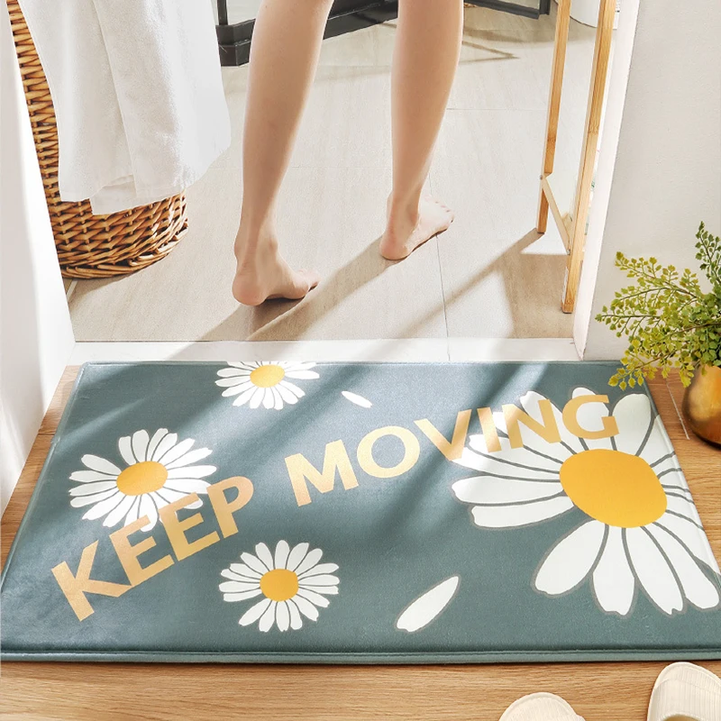

New Simplicity Daisy Bath Mat Thicken Soft Household Bathroom Rug Quickly Absorb Water Anti-slip Bedroom Living Room Carpet