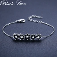 black awn hot flower silver color charm bracelet women wedding jewelry b005