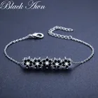 Черный ость Горячая цветок 925 стерлингового серебра, браслеты с брелоками для женщин Свадебные украшения B005