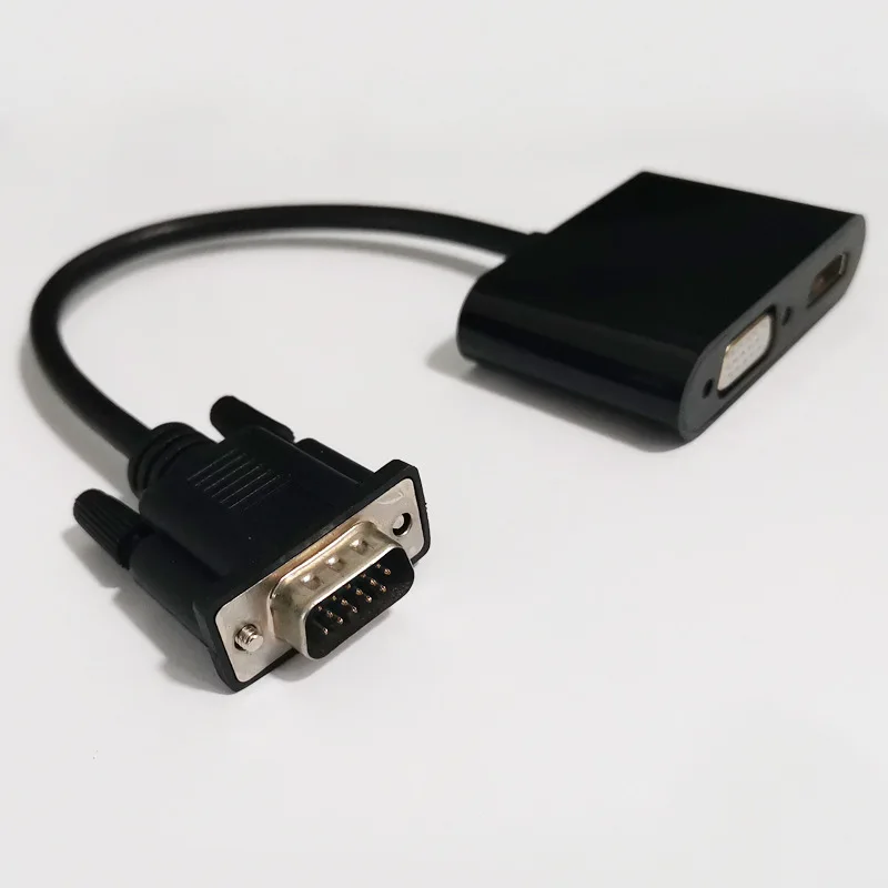 Адаптер VGA-HDMI 1 в 2 с аудиокабелем 3 5 мм поддержка проектора VGA-проектора |