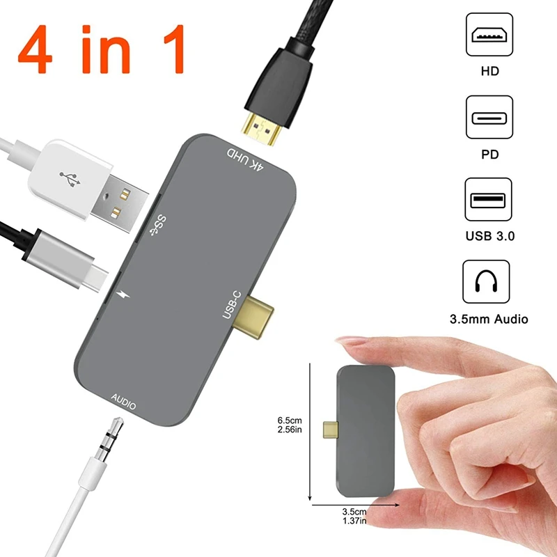Мини-концентратор USB для IPad Pro - 4 в 1 2018 концентратор C с зарядкой PD разъем наушников