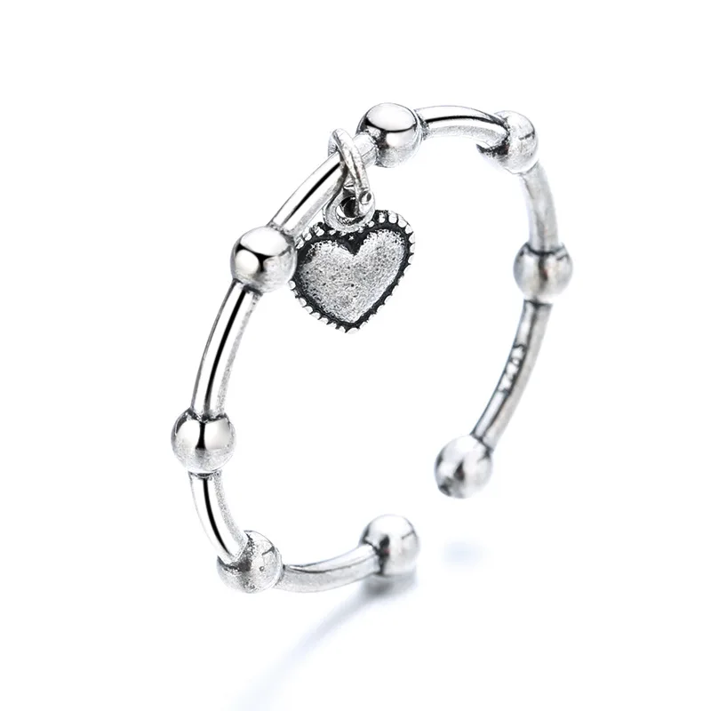 

Fashion Jewelry Metal Ring Love Round Bead Adjustable Hot Selling Silvery Plating Single Layer Finger Ring Party Gifts