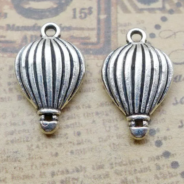

Charm for making jewelry 5pcs 13x21mm antique silver color hot air balloon charms