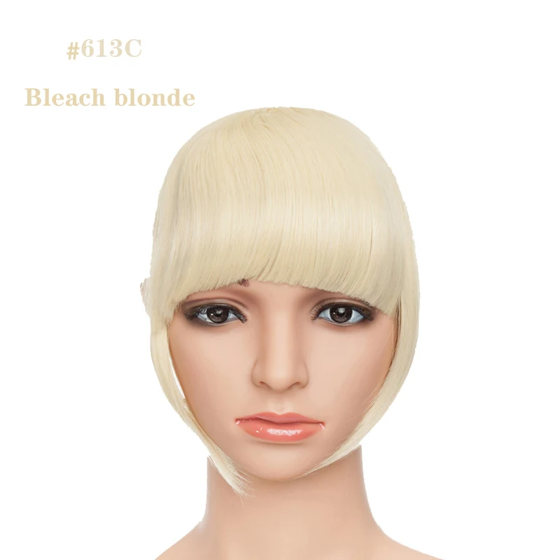 bleach blonde S-noilite, 8 дюймов, синтетические волосы на заколках для наращивания, для женщин, спереди, затычки, бахрома, волосы, черный, коричневый, челка, 2 зажима, ins - Цвет: bleach blonde