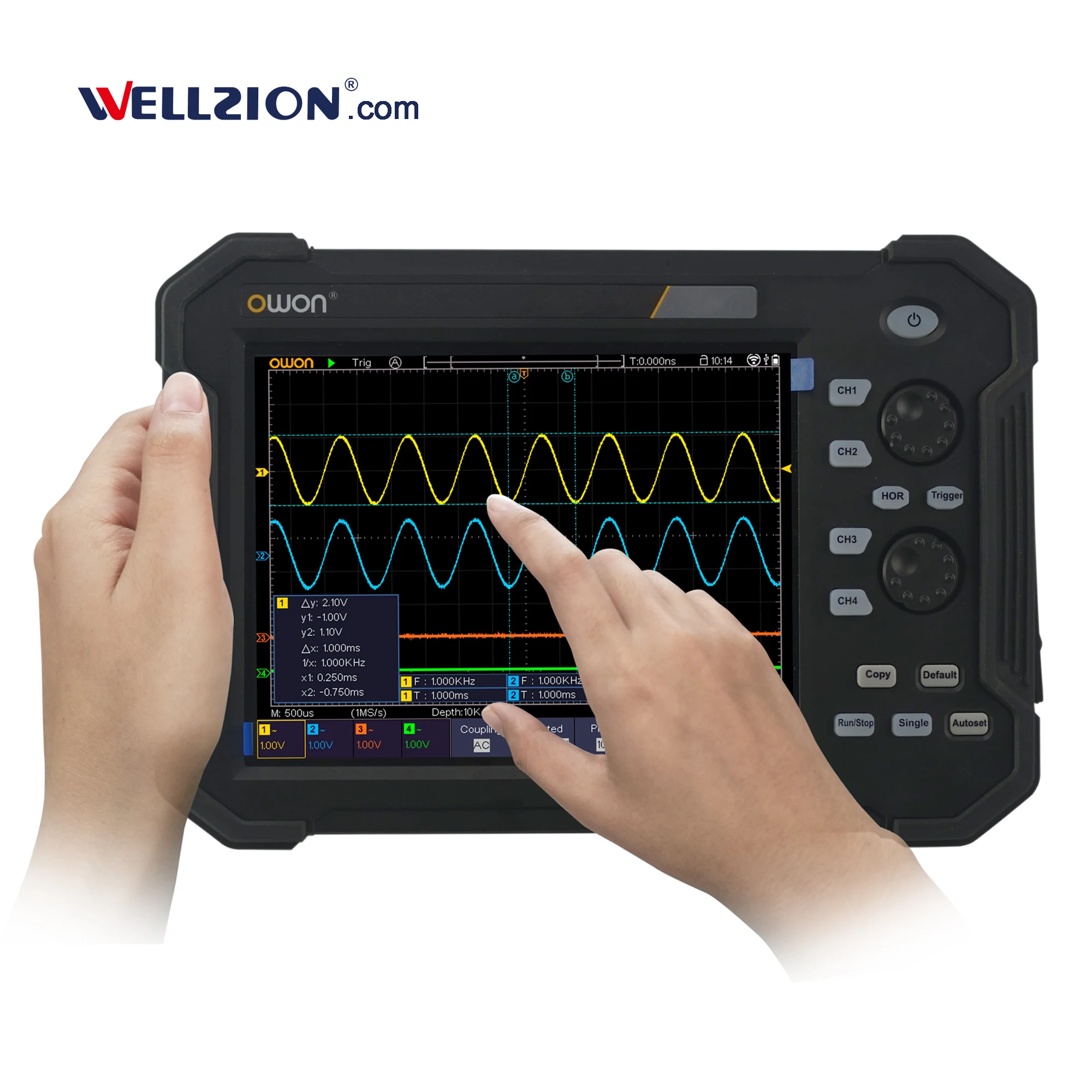 

TAO3104,4 Channel 1ns to 1000s/div Horizontal Scale Tablet Oscilloscope