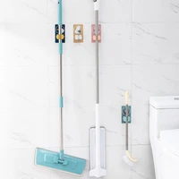 wall mounted mop organizer holder brush broom hanger home storage rack bathroom suction hanging pipe hooks household tools