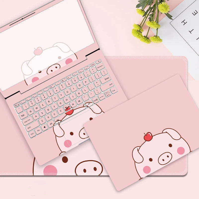 Милая девушка kawaii розовая наклейка для ноутбука Обложка + клавиатура экранная