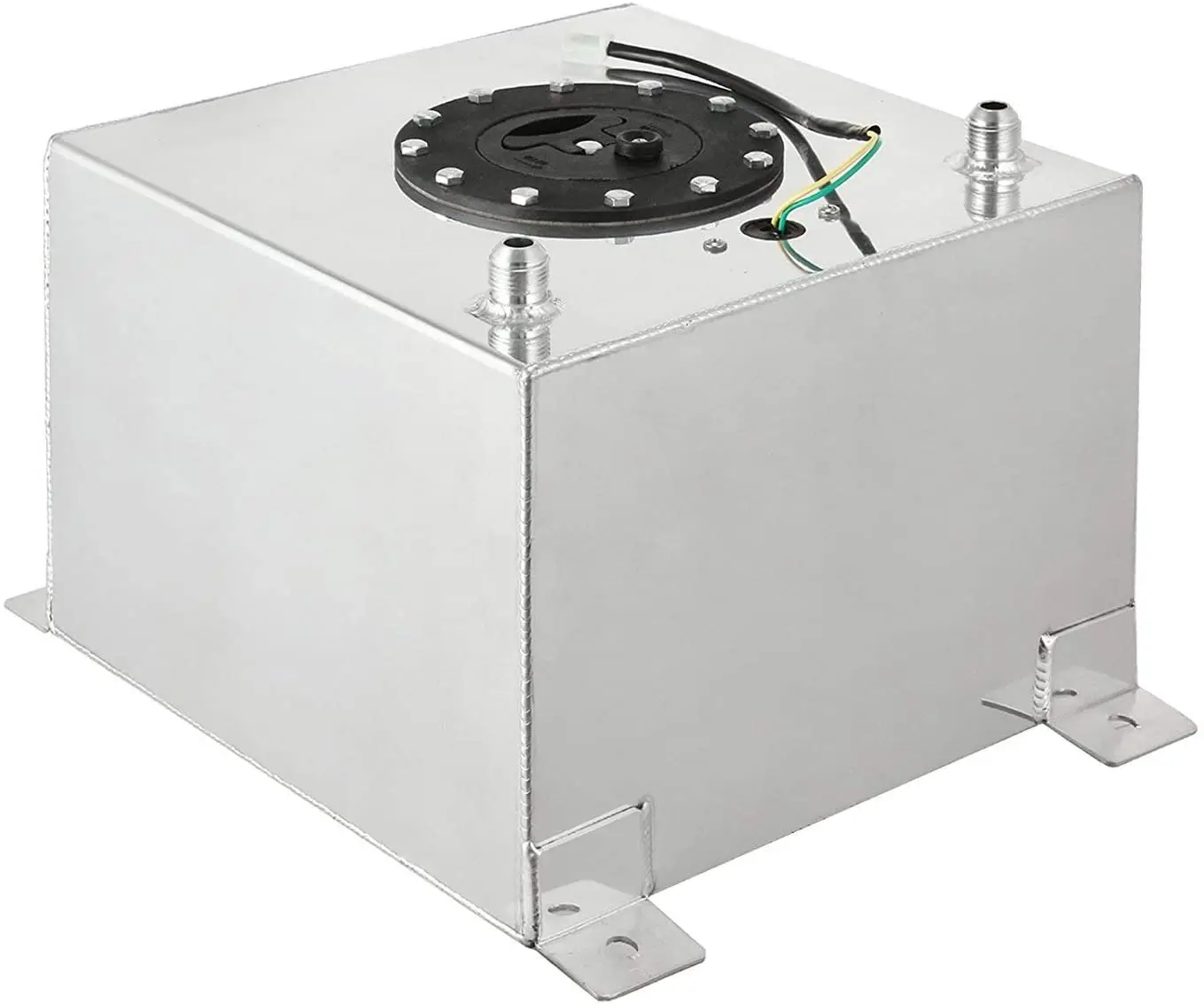 

5 Gallon 20L Sliver Coated Aluminum Racing Drifting Fuel Cell Gas Tank Fuel Tank 12X12X8 0-90 Ohm Anti-Slosh Foam