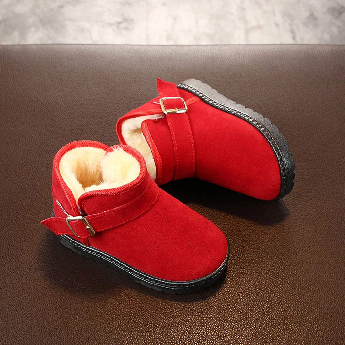 Botas de nieve para ni&ntilde;os y ni&ntilde;as, correa de hebilla antideslizantes con zapatos de invierno, (Ni&ntilde;os Peque&ntilde;os)-5