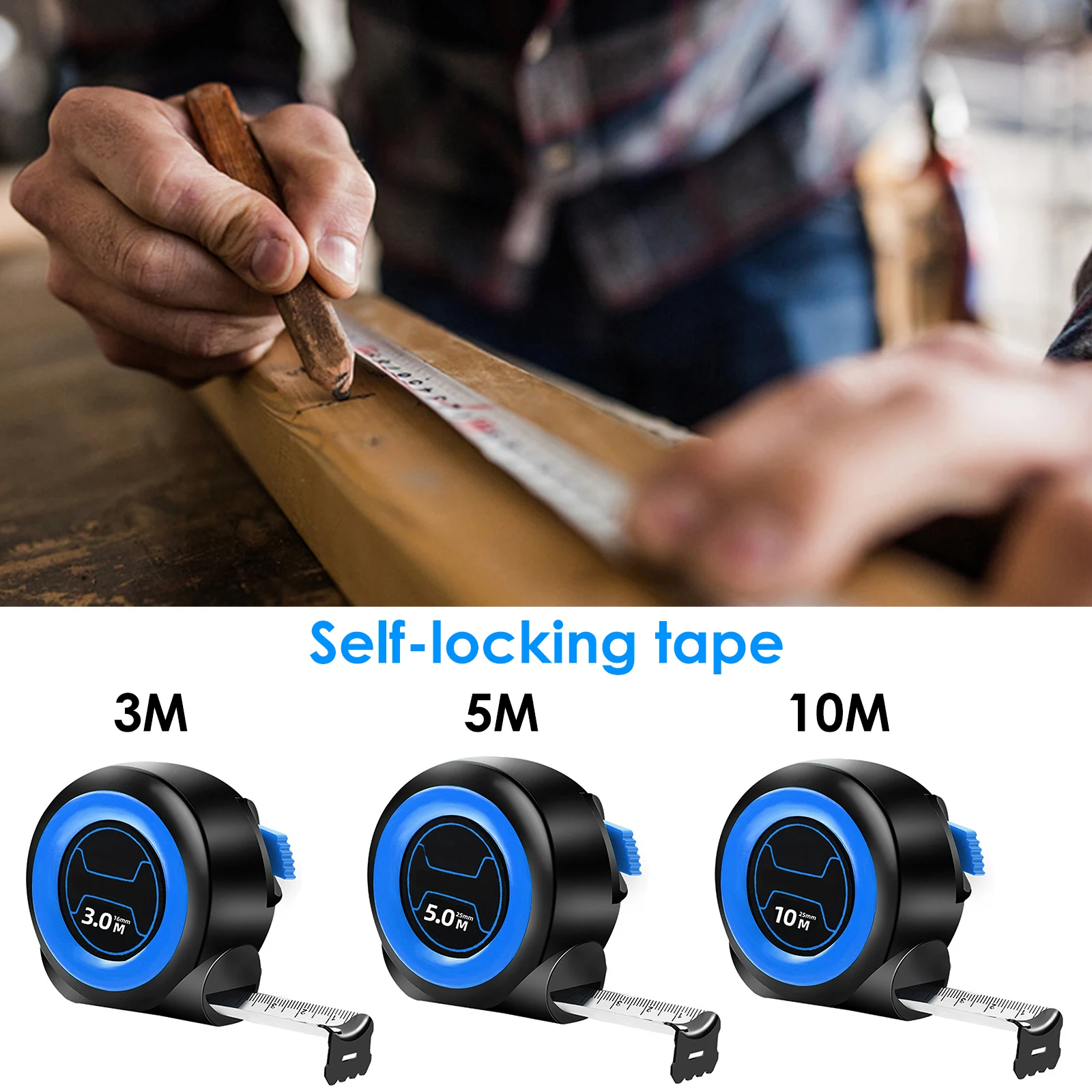 

Самоблокирующаяся Выдвижная высокоточная стальная измерительная лента, 3/5/10 м
