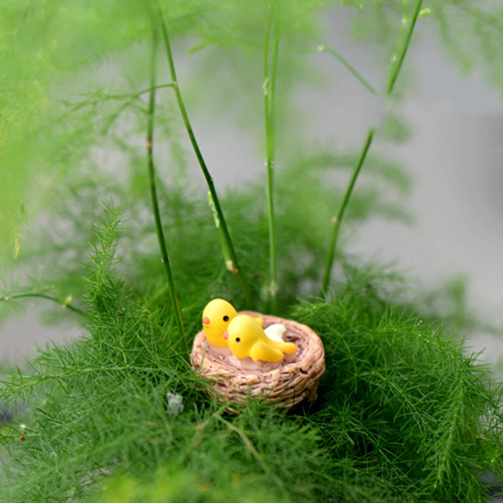 

2.1*1.6cm Mini Resin Nest With Bird Fairy Garden Miniatures Moss Terrariums Resin Crafts Figurines For Home Decoration Accessory
