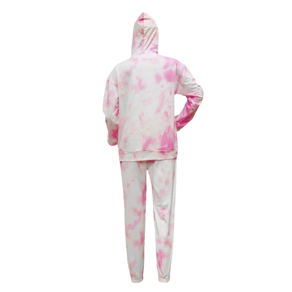 Комплект Спортивный Женский с капюшоном и длинными рукавами принтом тай-дай # g3 |
