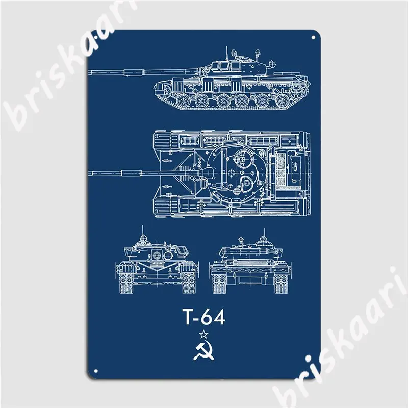 

T64 советский танк, металлический плакат, постер для клувечерние, барная пещера, дизайн, фотография