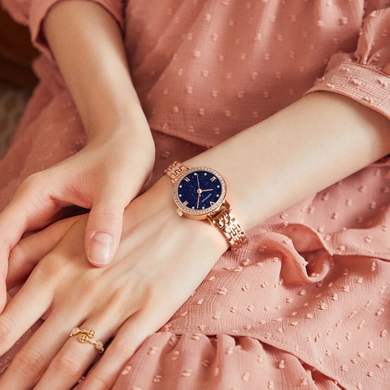 7Rings Trendy Style OL Elegant Watch For Woman Luxury Gem Gold Plated Diamond Circular Fashion Jewelry Wristwatch For Female enlarge