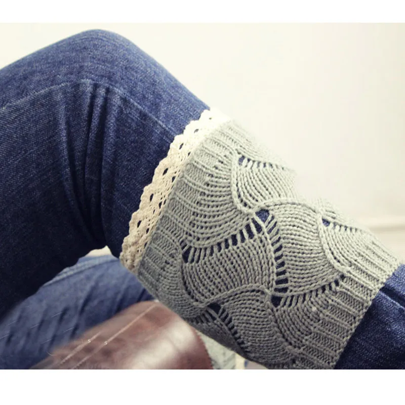 

Knitted Knee Sleeve For Women Fashion Apparel Accessories Lace Patchwork Knee Brace Boot Cuffs Warmer Autumn Winter Knee Pad