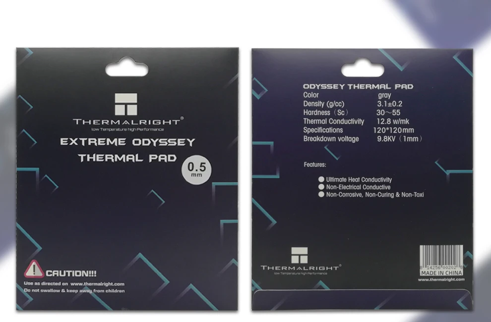 Thermalright термопрокладка 120X120 мм 12,8 Вт/mK 2,0 мм 1,5 мм 1,0 мм 0,5 мм Высокоэффективная теплопроводность оригинальная аутентичная