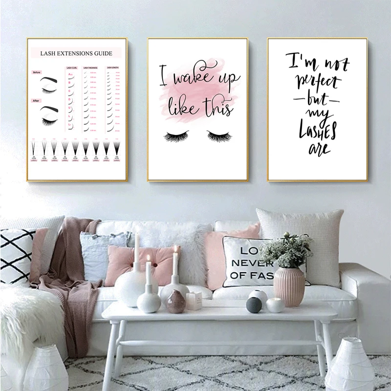 

Makeup Posters And Prints Eyelash Canvas Painting Lash Extensions Guide Poster Quotes Wall Art Print Pictures Girls Room Decor