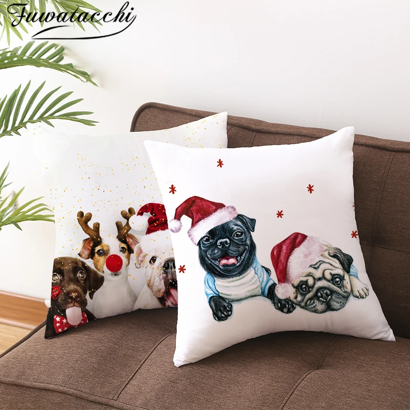 Чехол для подушки Fuwatacchi Merry Christmas новогодний подарок наволочки дивана