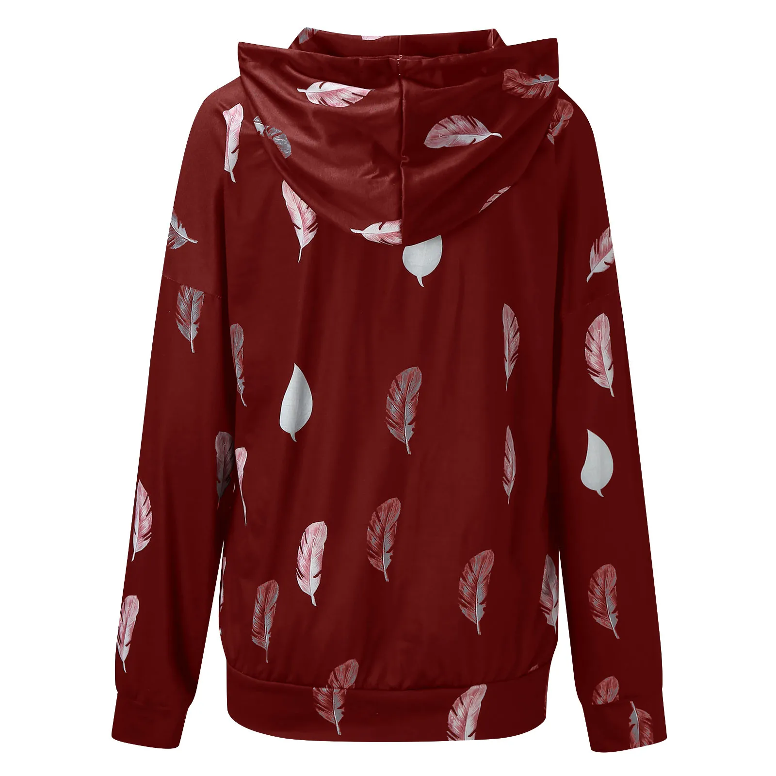 

TELOTUNY Women Fashion Coat Long Sleeve Zip-Up Drawstring Hooded Jacket jaqueta feminina Casual Fall Printed Thin Sweatshirt