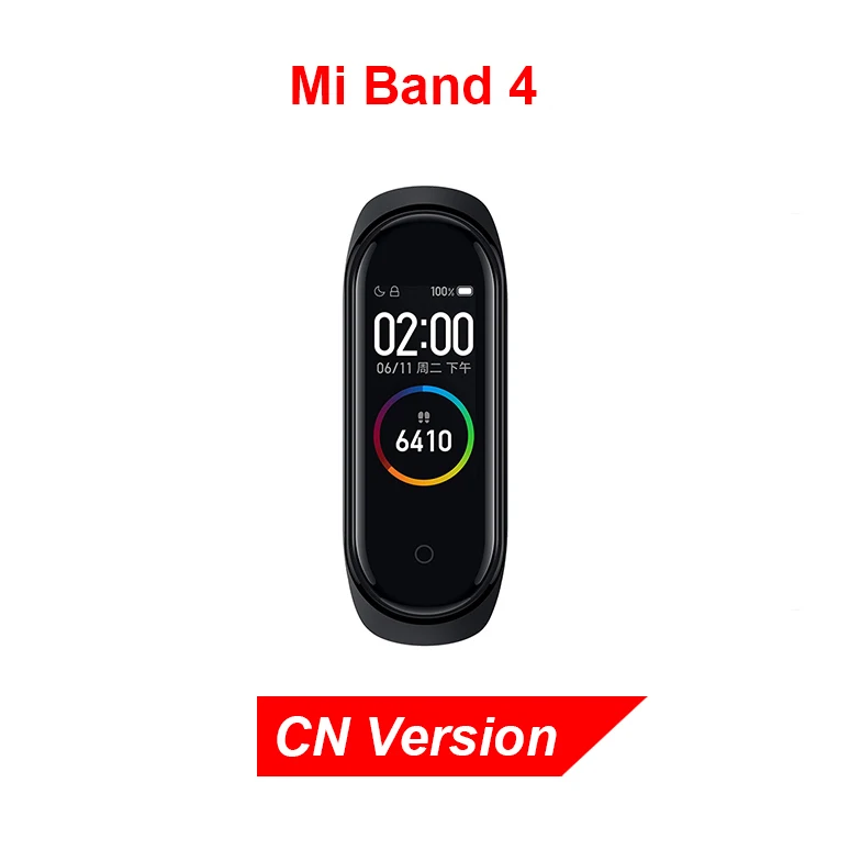 CN Version Xiaomi mi-браслет 4 смарт-браслет Bluetooth 5,0 AI фитнес-браслет с частотой сердечных сокращений AMOLED цветной сенсорный экран mi Band 4 - Цвет: CN Version