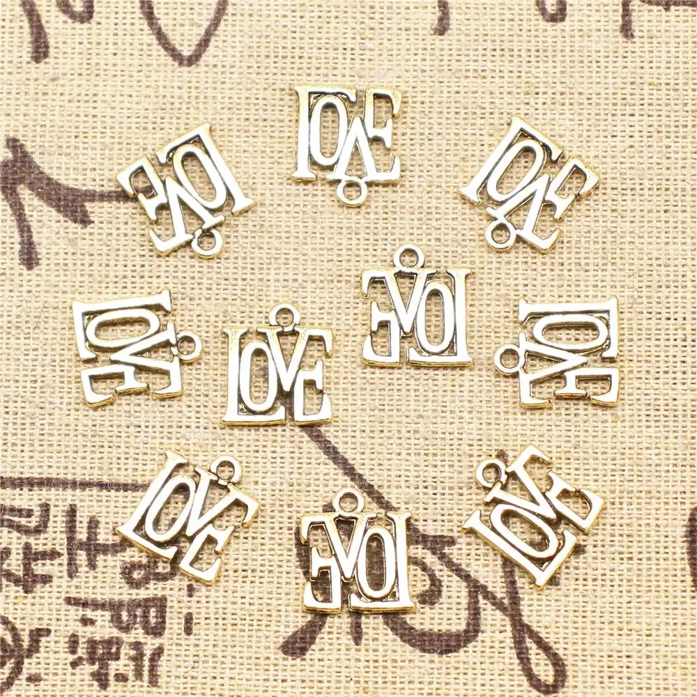 

Diy Jewelry Accessories Parts 20pcs 15x13mm Antique Gold Color LOVE Charms