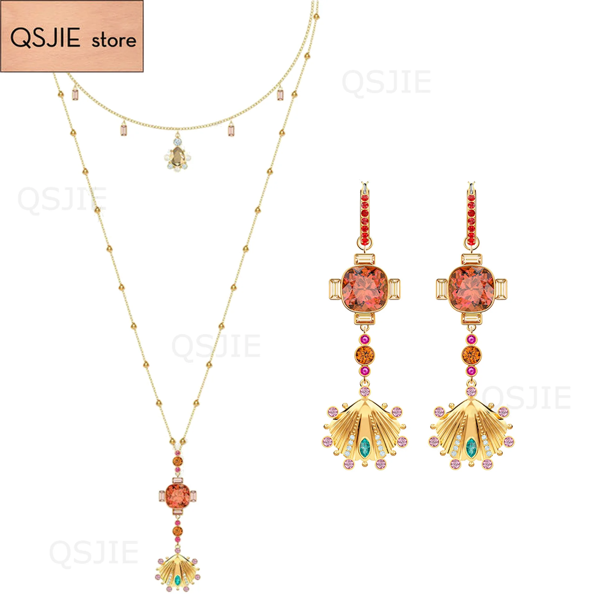 

QSJIE Fashion Jewelry High Quality SWA New Beach Exquisite Shining Shell Style Charm Pendant Necklace