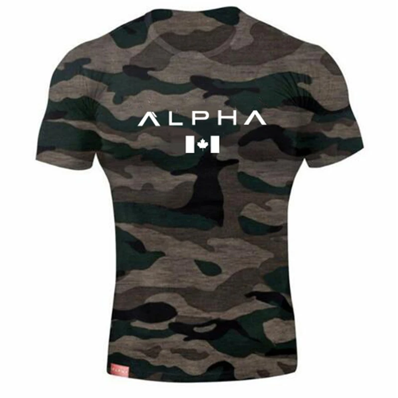 ALPHA maple Leaf модная летняя футболка с коротким рукавом, Мужская брендовая одежда, хлопковая удобная мужская футболка с принтом, мужские футболки для фитнеса