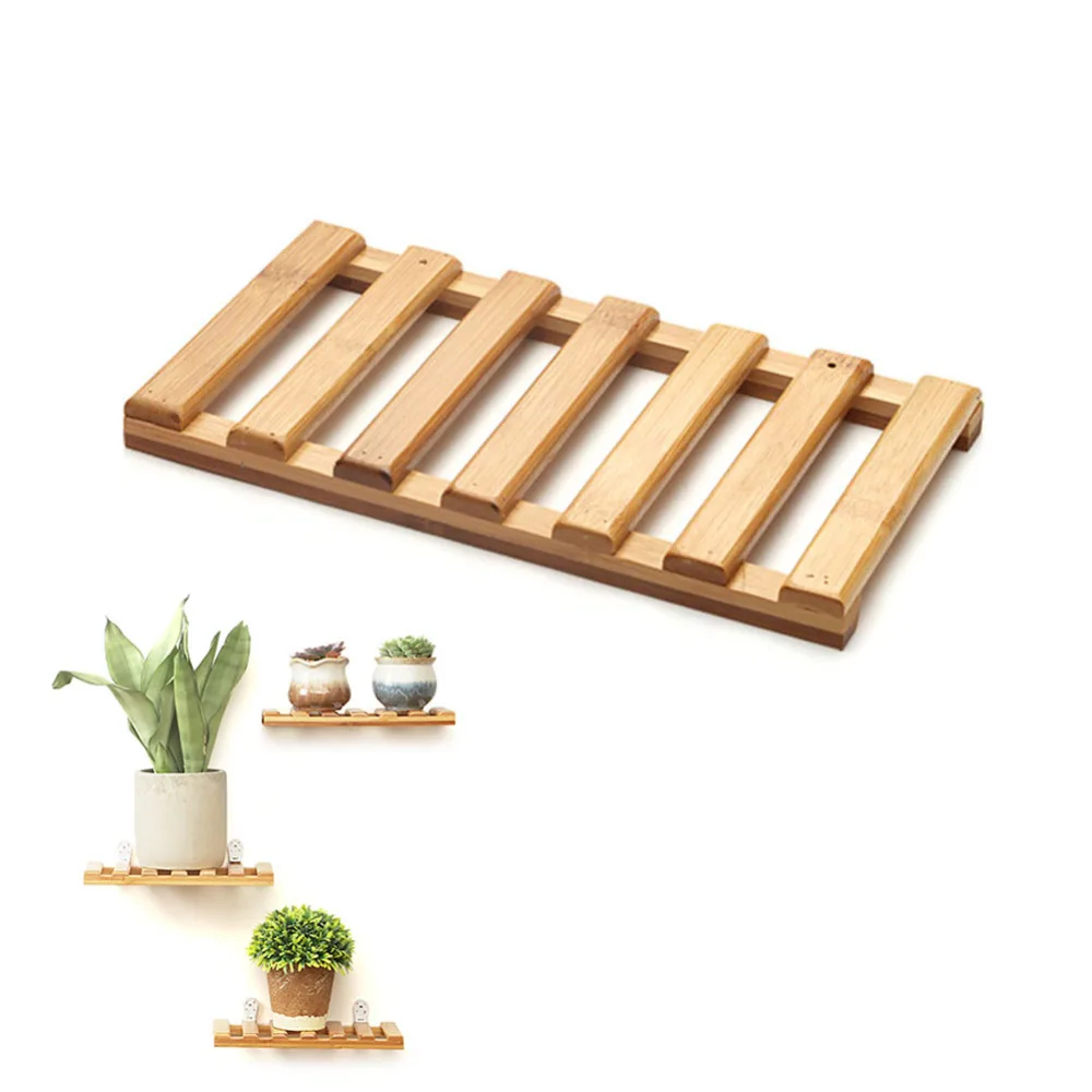 

Bamboo Living Room Decoration Hanger Wall Mount Flower Stand Home Wall Partition Storage Rack For Flowers Plants