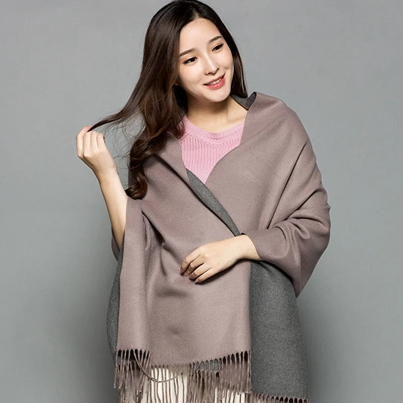 Женский простой толстый осенне зимний шарф в Корейском стиле монохромный мягкий