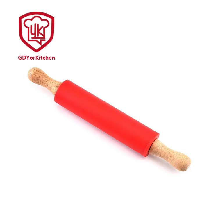 

2pcs Silicone rolling pin household wooden handle flour stick pressing surface baking gadgets