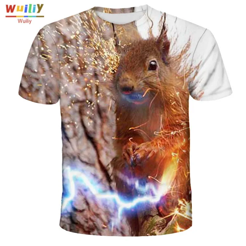 Men's Super Squirrel T Shirt 3D Print Shirt Animal Graphic Tees Lovely Pattern Tops Men/Women Cute Tee Funny Pet T-shirt
