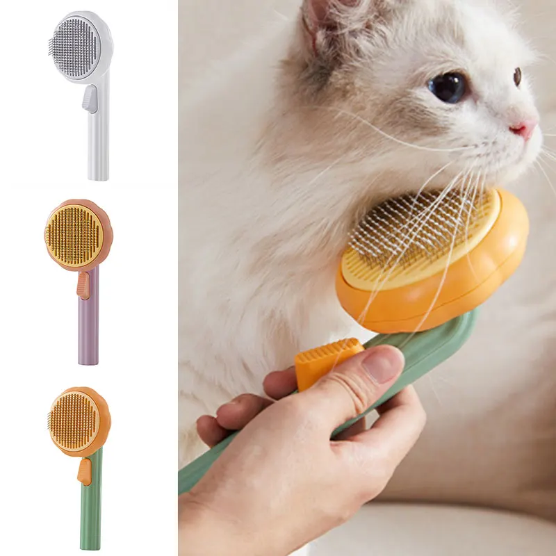 

Pet Comb Grooming Pumpkin Self Cleaning Slicker for Dog Cat Puppy Rabbit Brush Tool Gently Removes Loose Undercoat Tangled Hair