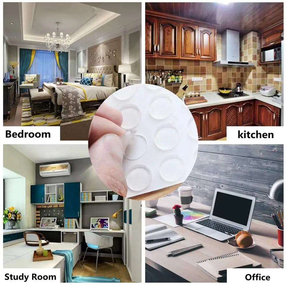 72 шт. 15х3 мм прозрачные/черные Самоклеящиеся противоскользящие силиконовые