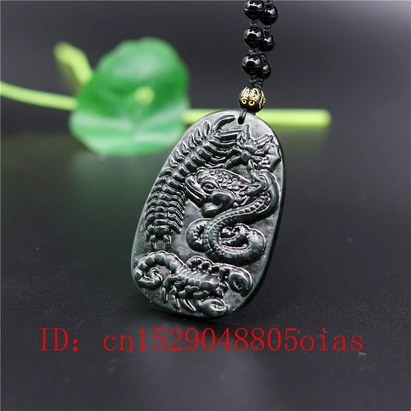 Китайский натуральный черный зеленый нефритовый паук скорпион змея кулон