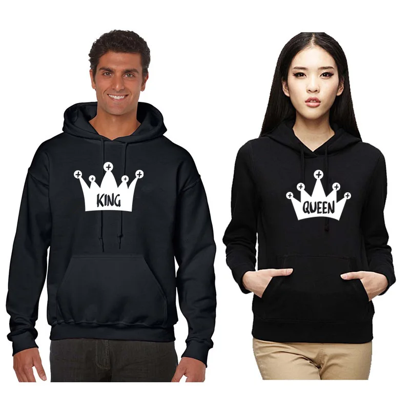 KING QUEEN печать Lover толстовки из флиса Сезон весна осень Свитер женский с длинным