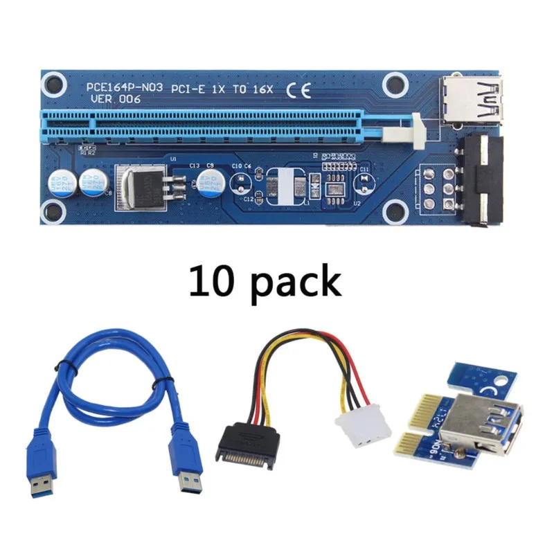 

10 шт./упаковка, Райзер-карта VER 006 Pci-e, 1x до 16x60 см, Usb 3,0