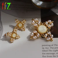 f j4z 2019 women luxury brooches fashion gorgeous resin stone faux pearl pins earrings girls gifts costume jewelry dropship