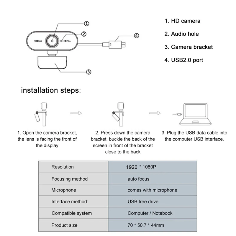 

PC Webcam Full HD 1080P USB Video Gamer Youtube Camera For Portatile laptop Windows 10 Computer Web cam built-in microphone