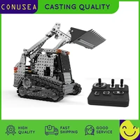Rc Truck Diy Stainless Steel Assembled Tracked Forklift 2.4G Remote Control 10 Ch Puzzle Building Block Construction Set for Boy