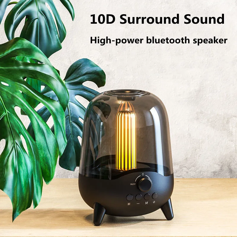 LP-20 Breathing Light Wireless Bluetooth Speaker Desktop Home Subwoofer Support Card Playback FM Radio