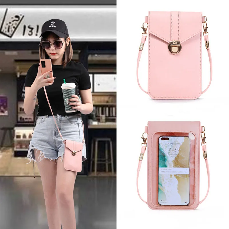 

Кошелек для сотового телефона с сенсорным экраном, кошелек для смартфона, кожаная сумка на плечо, женская сумка для Iphone, кошелек, сумки на пл...