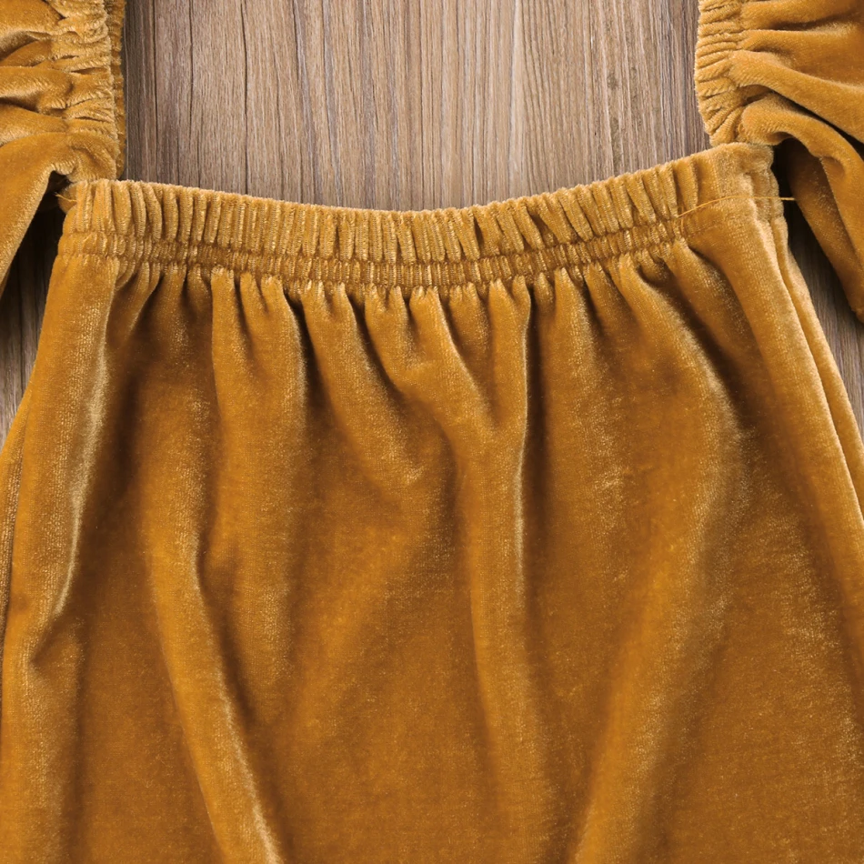 Новый модный бархатный комбинезон с открытыми плечами для новорожденных девочек