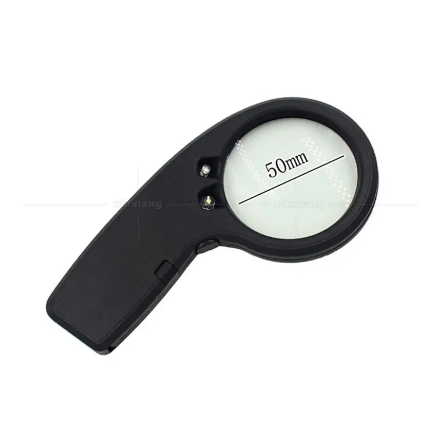 5 раз 50 мм стеклянный объектив Ручной светодиодный увеличительное стекло для