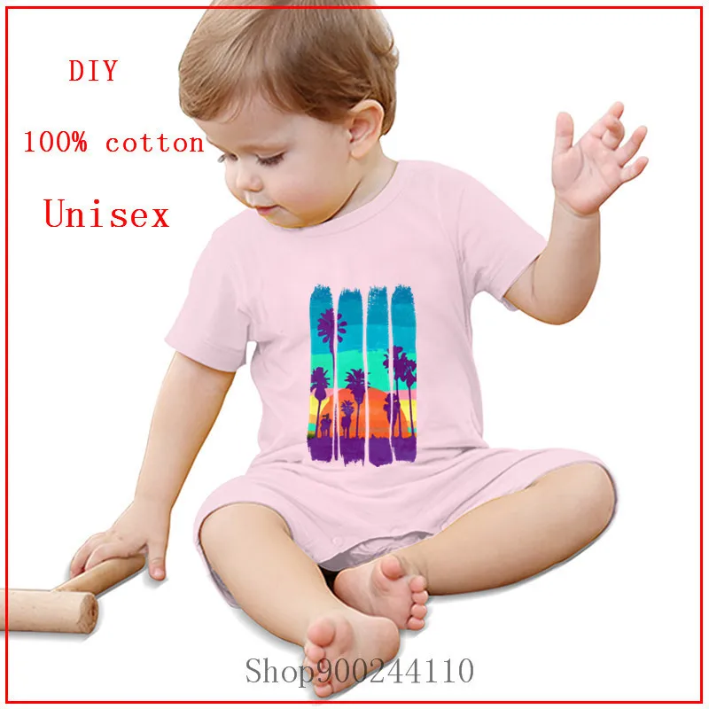 Винтажные кисти Майами пляжное летнее закат Печать Боди для малышей