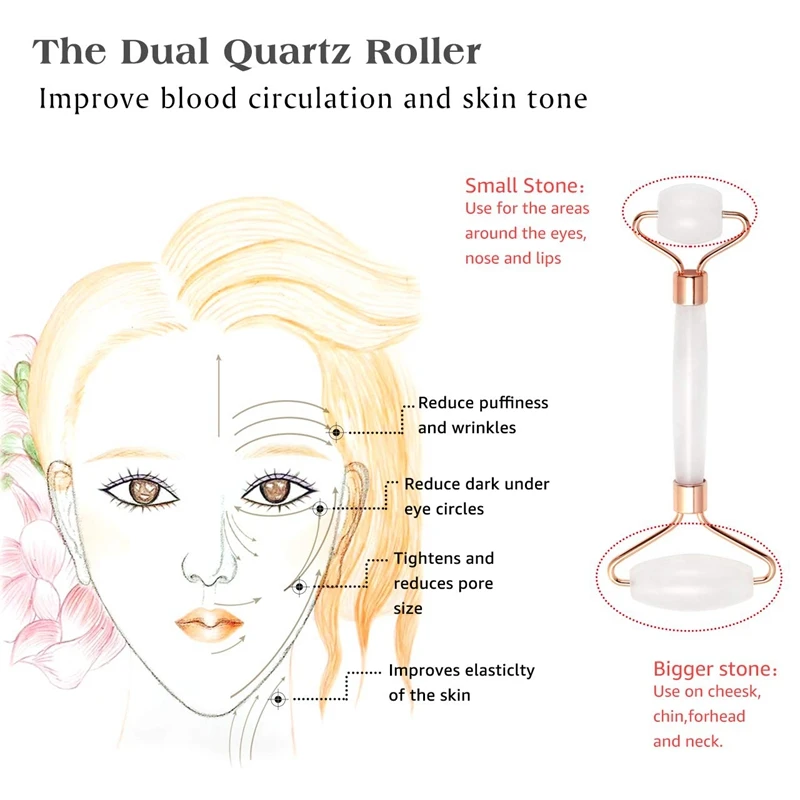 

Natural Jade Roller for Face - Gua Sha Massage Scraping Tool- Anti Aging Eye Facial Skin Massager Treatment Therapy - Premium Cl