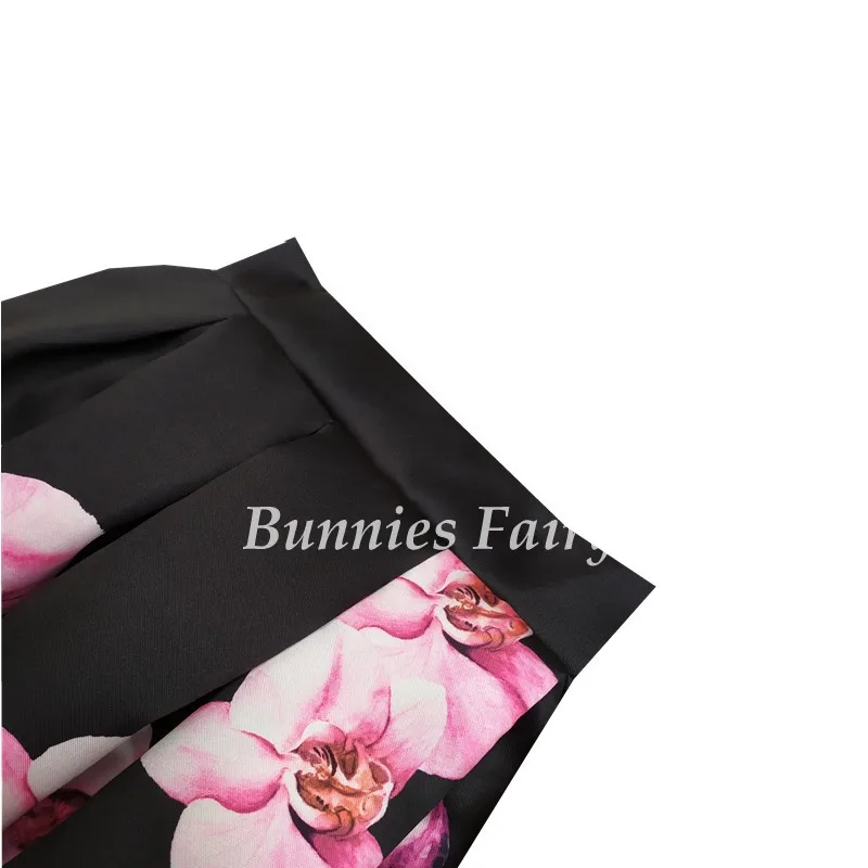 BunniesFairy, осень, 50 s, 60 s, Ретро стиль, для девушек, газетный принт, высокая талия, плиссированная, расклешенная юбка миди, Saia Longa Plissada