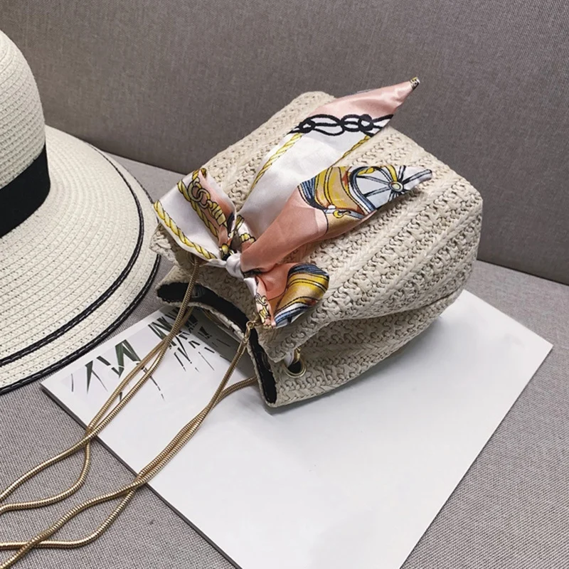 Женская винтажная сумка через плечо Joker модная соломенная на одно с завязками