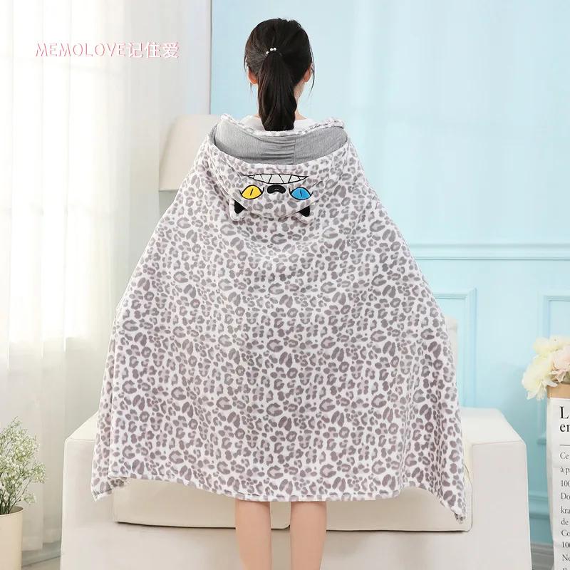 Милое одеяло с капюшоном для детей и взрослых кавайное Утепленное зимнее аниме