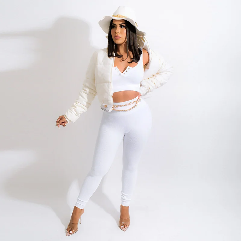 Hipster PU Puffer Down Women's Winter Jacket Warm Full Sleeve Bubble Coats Leather Parkas Casual Cropped Outerwear Women Clothes