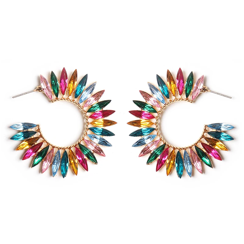 Boho серьги-кольца Многоцветный Круглый Большой богемные серьги женские модные длинные Brincos серьги ювелирные изделия Oorbellen - Окраска металла: MultiColor1